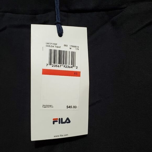 Womens FILA SZ XS Soft Stretch Cotton Leggings Workout Yoga Pant Fitness BLACK - Picture 3 of 8